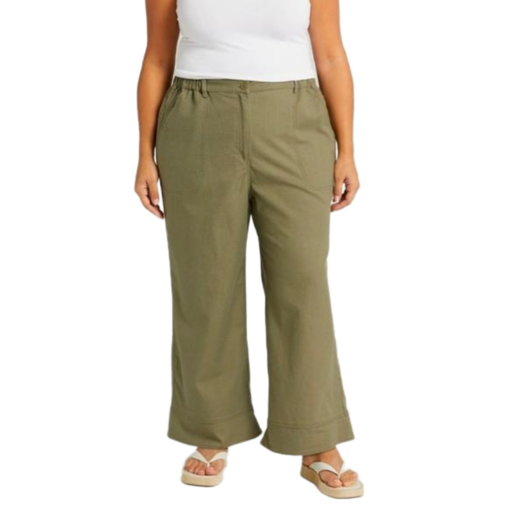 Max Studio Wide Leg Trousers Olive Green Size 3X
